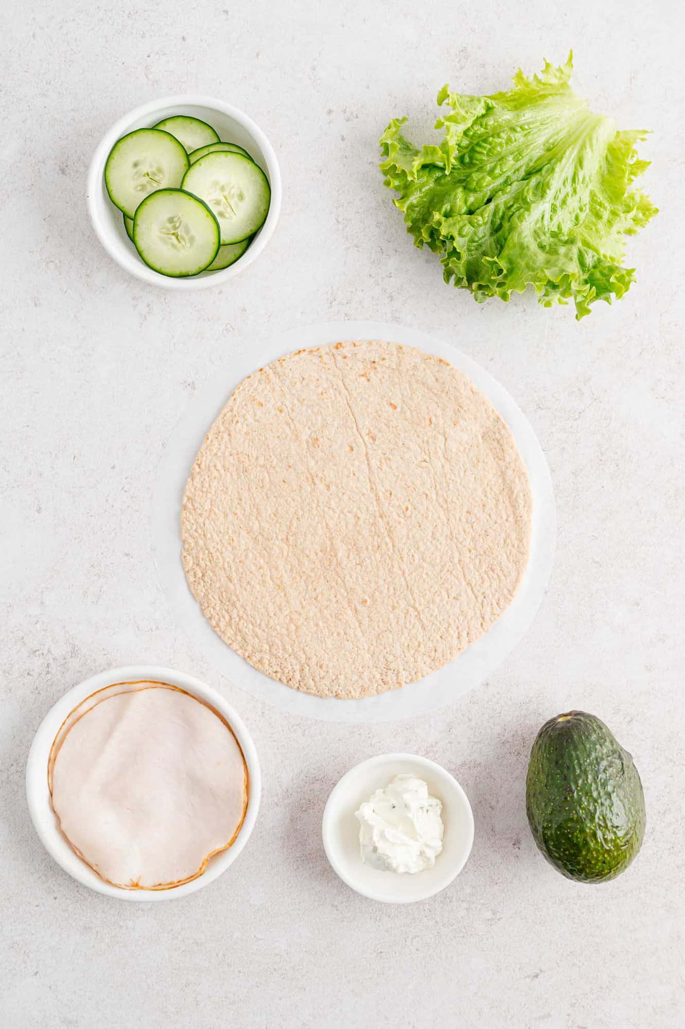 The ingredients for the best turkey wraps.