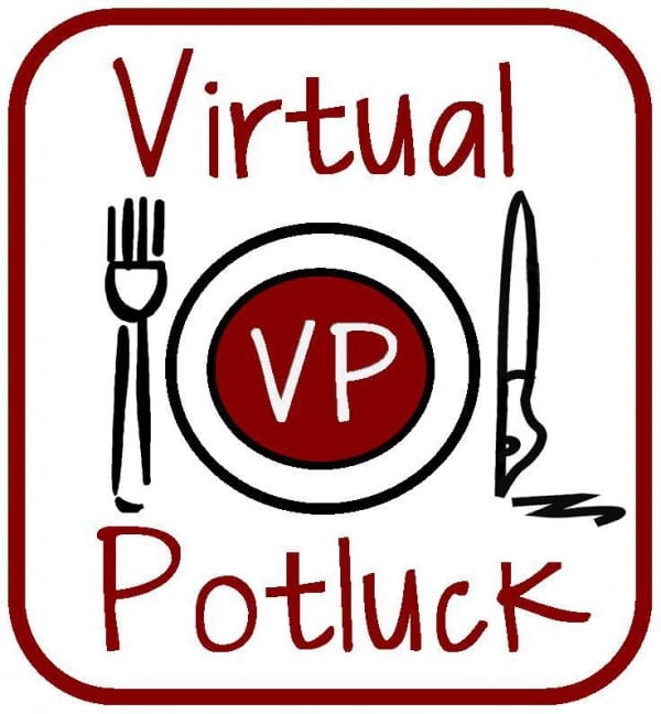 Logo reading "VP: Virtual Potluck" with a plate, fork, and pen.