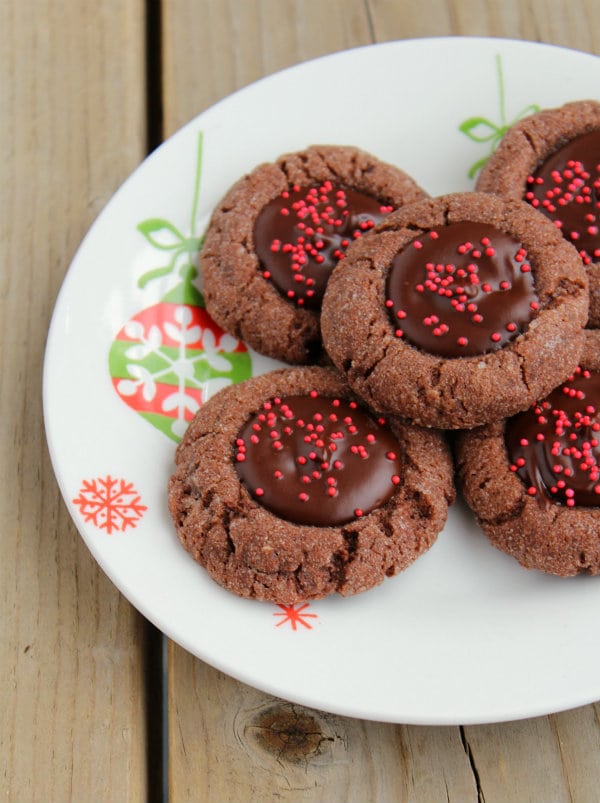 These chocolate cherry thumbprint cookies have a moist, chocolatey cookie base with a smooth cherry filling. Get the recipe that's perfect for Christmas on RachelCooks.com!