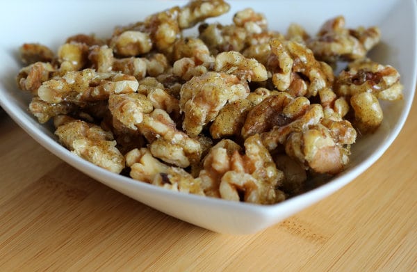 These Vanilla Bean Candied Walnuts are completely and totally irresistible. They're perfect on salads! Get the easy recipe on RachelCooks.com!