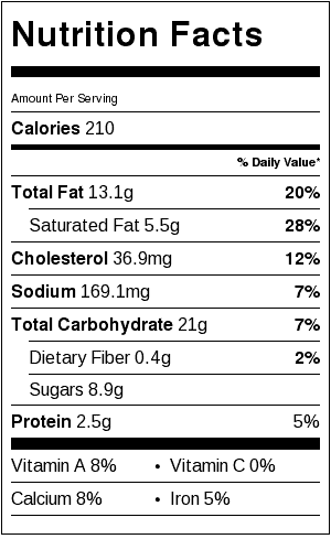 cookie butter chips muffins nutritional label