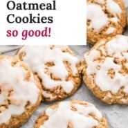 Cookies, text overlay reads "oatmeal cookies - so good."