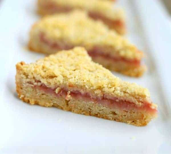 Rhubarb Cardamom Shortbread Bars - a classy, flavorful shortbread bar...perfect for brunches! Get the recipe on RachelCooks.com!