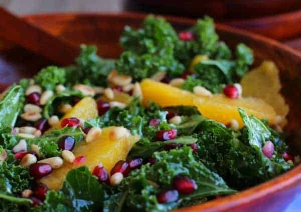 Kale Salad with Pomegranate, Oranges and Pine Nuts on RachelCooks.com