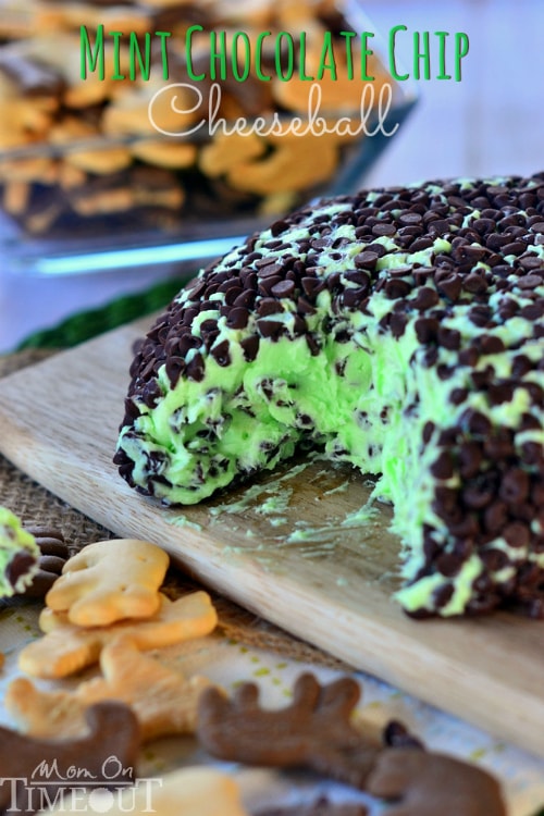 Mint Chocolate Chip Cheeseball from MomonTimeout.com