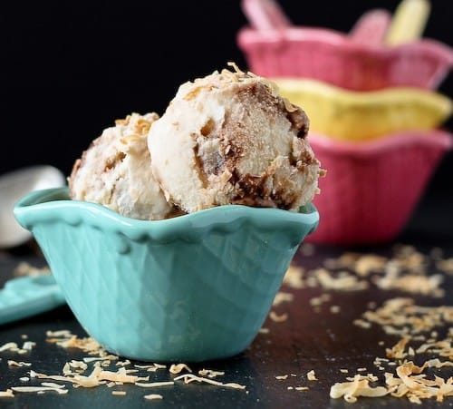 Coconut Hot Fudge Ice Cream - the perfect treat to beat the heat! Get the recipe on RachelCooks.com!