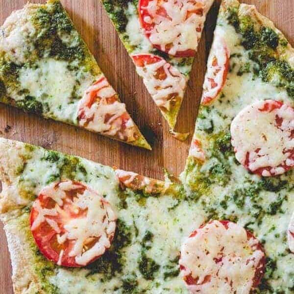 Grilled Pesto and Tomato Pizza - find the recipe on RachelCooks.com