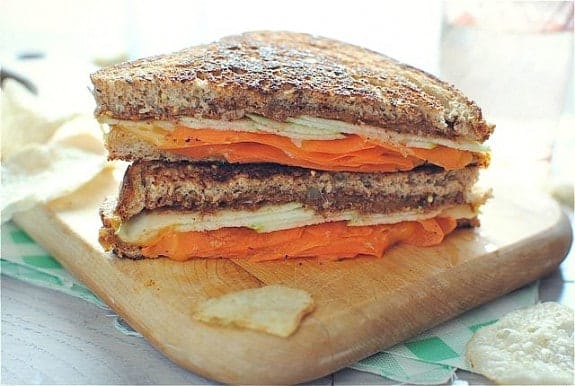 Grilled Almond Butter Cheese Sandwich from BevCooks.com