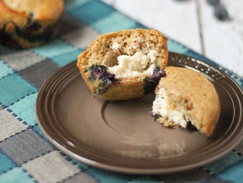 Blueberry Pancake Muffins with Cream Cheese Filling on RachelCooks.com