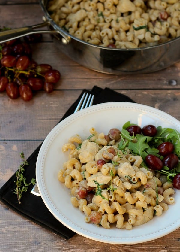 pasta with grapes and creamy dijon sauce