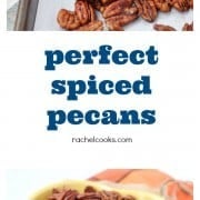 Some of the best spiced pecans you'll ever taste! This spiced pecan recipe is a keeper. Find it on RachelCooks.com