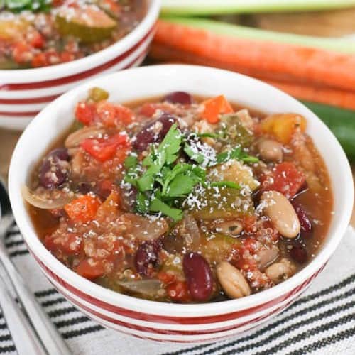 Slow Cooker Minestrone with Quinoa - get the recipe on RachelCooks.com