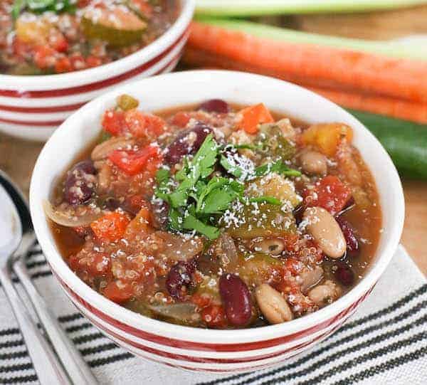 Slow Cooker Minestrone with Quinoa - get the recipe on RachelCooks.com
