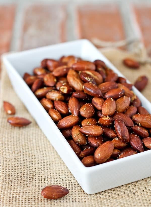 Olive Oil and Rosemary Roasted Almonds - get the recipe on RachelCooks.com