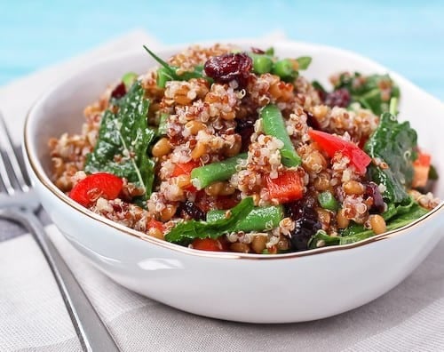 Quinoa and Wheat Berry Salad - colorful, flavorful, and healthy. It's the perfect lunch! Get the recipe on RachelCooks.com.