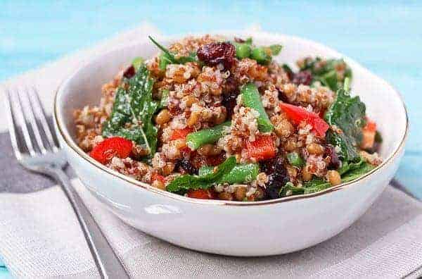 Quinoa and Wheat Berry Salad - colorful, flavorful, and healthy. It's the perfect lunch! Get the recipe on RachelCooks.com.