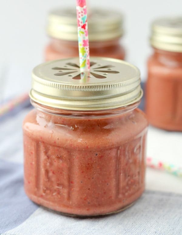 Raspberry Mango Coconut Water Smoothie - get the refreshing and easy recipe on RachelCooks.com