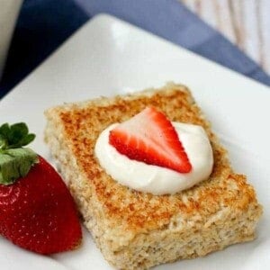 Pan Seared Oatmeal with Fresh Fruit and Yogurt - get the recipe on RachelCooks.com