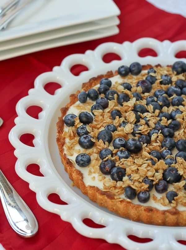 Yogurt Tart with Oat Crust and Crunchy Oat Topping - Get the recipe on RachelCooks.com!