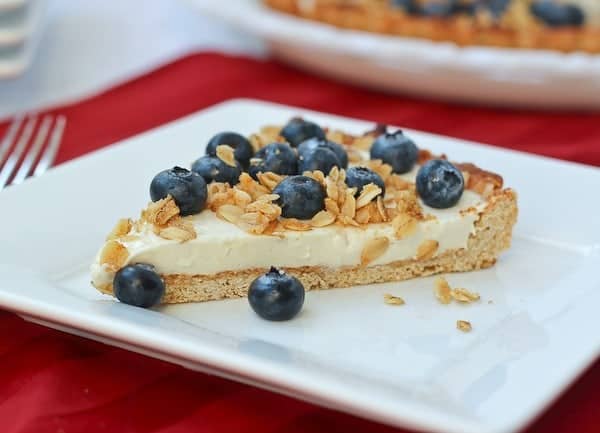 Yogurt Tart with Oat Crust and Crunchy Oat Topping - Get the recipe on RachelCooks.com!