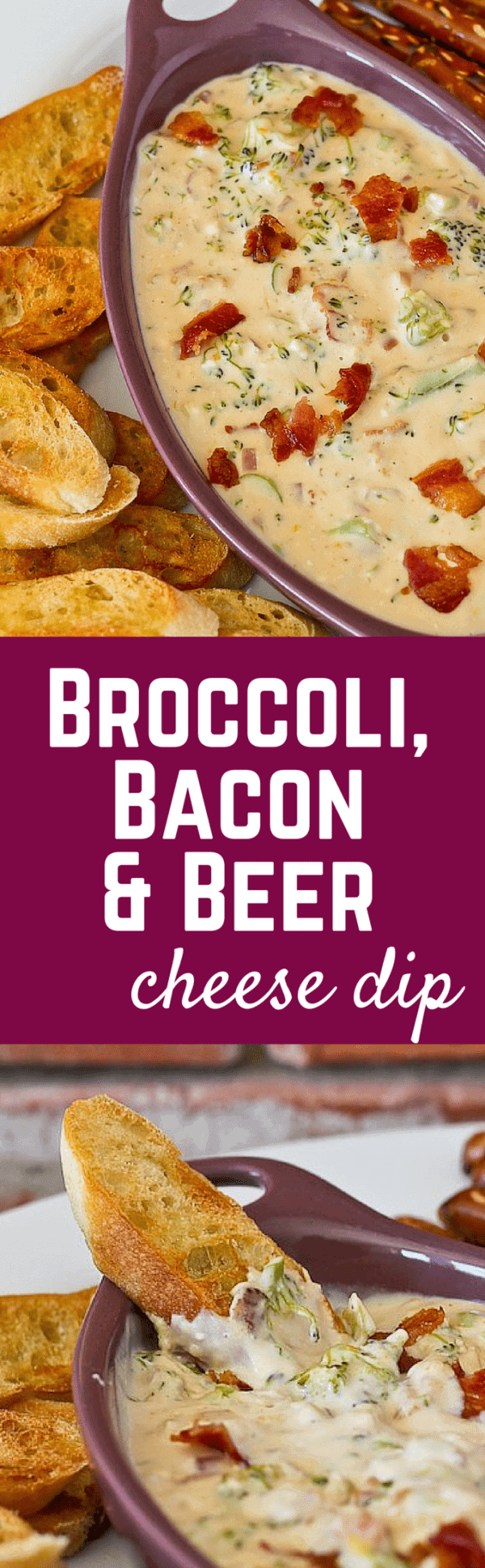 This Broccoli, Bacon, and Beer Cheese Dip will be the hit of any party! Get the easy recipe on RachelCooks.com!