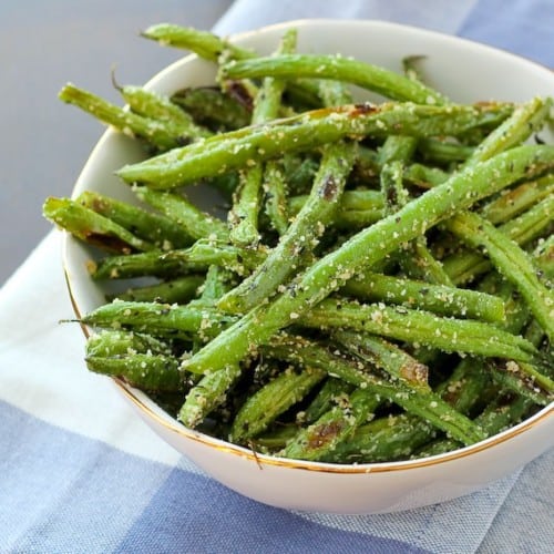 Roasted Green Beans with Parmesan and Basil - Get the easy and delicious side dish recipe on RachelCooks.com