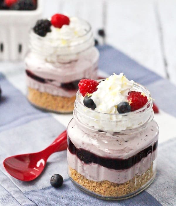 No Bake Lemon Berry Cheesecakes - get the easy dessert recipe on RachelCooks.com