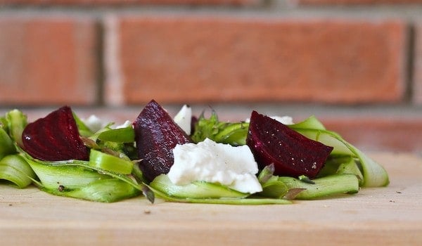 Asparagus Ribbon Salad with Beets and Burrata - get the easy recipe (perfect for entertaining!) on RachelCooks.com!