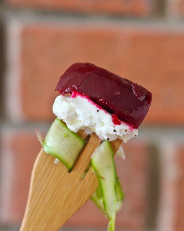 Asparagus Ribbon Salad with Beets and Burrata - get the easy recipe (perfect for entertaining!) on RachelCooks.com!