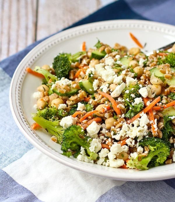Farro Salad with Za'atar and Broccoli - This unique salad is perfect to eat as a meal or as a side dish. Get the easy recipe on RachelCooks.com!