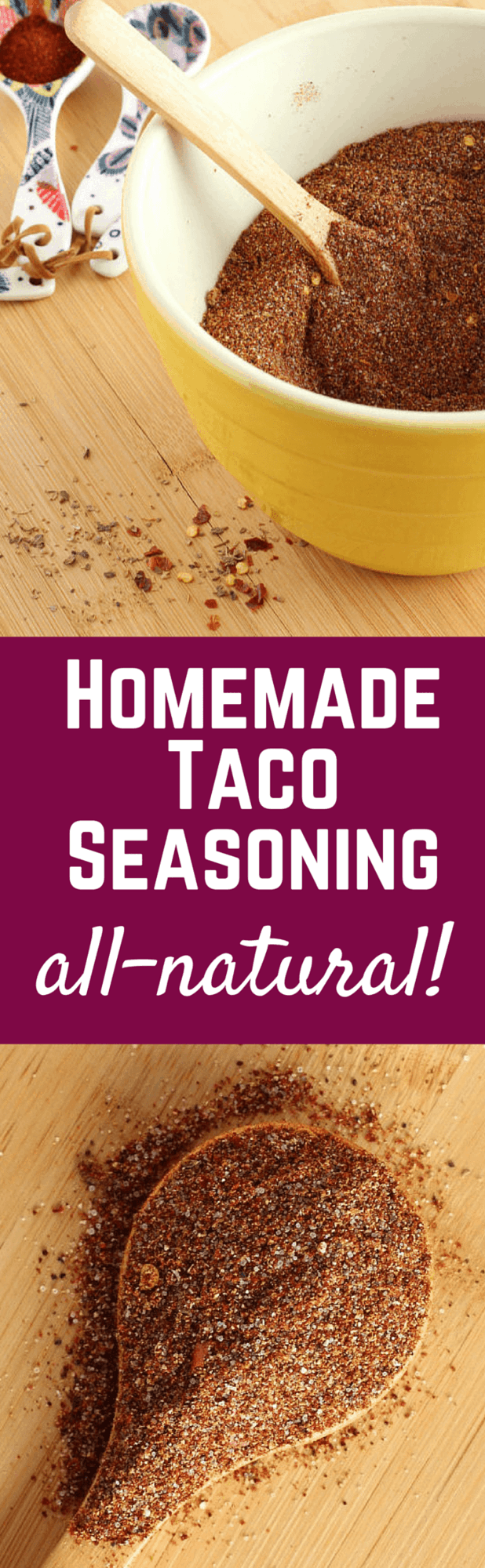 Large Batch Homemade Taco Seasoning - no MSG or additives - ALL NATURAL! Get the easy recipe on RachelCooks.com - you probably already have all the ingredients!