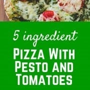 Grilled Pesto and Tomato Pizza - find the easy 5 ingredient recipe on RachelCooks.com!