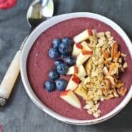 Blueberry Apple Crisp Smoothie Bowl - such a great way to start the day! Complete with hidden veggies! Get the easy recipe on RachelCooks.com!