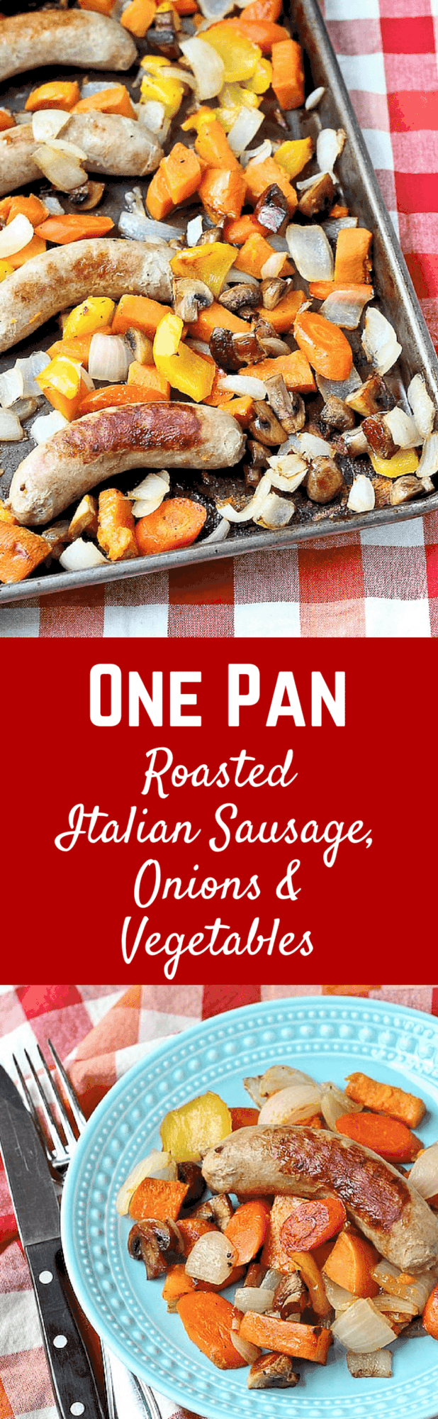 Roasted Italian Sausage with Vidalia Onions and Vegetables - this will become a go-to easy meal for you - it is for us! Get the recipe on RachelCooks.com!