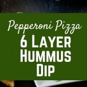Pepperoni Pizza 6 Layer Hummus Dip - great for school lunches! Get the easy recipe on RachelCooks.com!