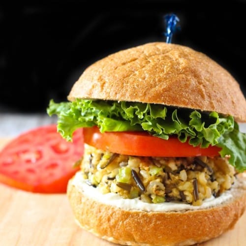 These wild rice patties are flavorful, filling and such a fun vegetarian meal! Get the kids involved in making them! Get the easy recipe on RachelCooks.com!