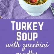 This turkey soup with zucchini noodles comes together in 20 minutes -- it will end up in your weekly rotation. Get the easy and healthy recipe on RachelCooks.com.