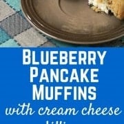 Blueberry Pancake Muffins with Cream Cheese Filling - the perfect breakfast or brunch recipe! Get it on RachelCooks.com!
