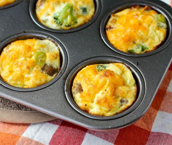 What is better than a healthy breakfast that is ready and portable? You'll love these sausage and broccoli mini frittatas! Get the easy recipe on RachelCooks.com!