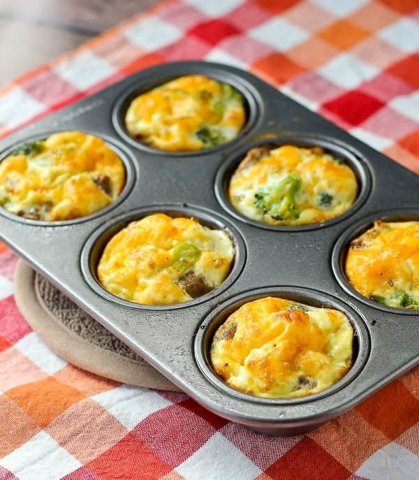 What is better than a healthy breakfast that is ready and portable? You'll love these sausage and broccoli mini frittatas! Get the easy recipe on RachelCooks.com!