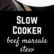 This slow cooker marsala beef stew will fill your houses with the smells of marsala - it's the perfect fall meal, ready and waiting for you! Get the easy recipe on RachelCooks.com!