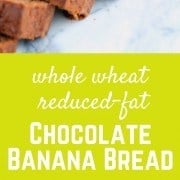 This whole wheat, reduced-fat chocolate banana bread is (almost) guilt-free and is a perfect way to start your morning. Get the easy recipe on RachelCooks.com!