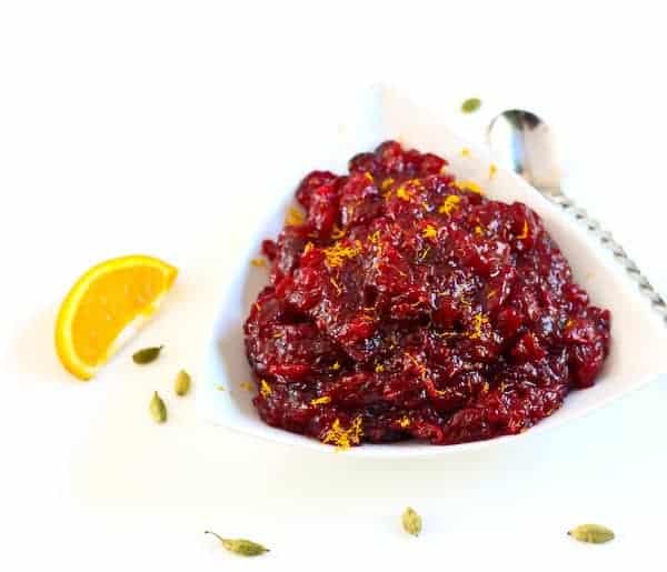 Kick your cranberry sauce game up a notch with this flavorful orange cranberry sauce with cardamom! People will be asking what your secret ingredient is. Get the recipe that's perfect for Thanksgiving on RachelCooks.com!