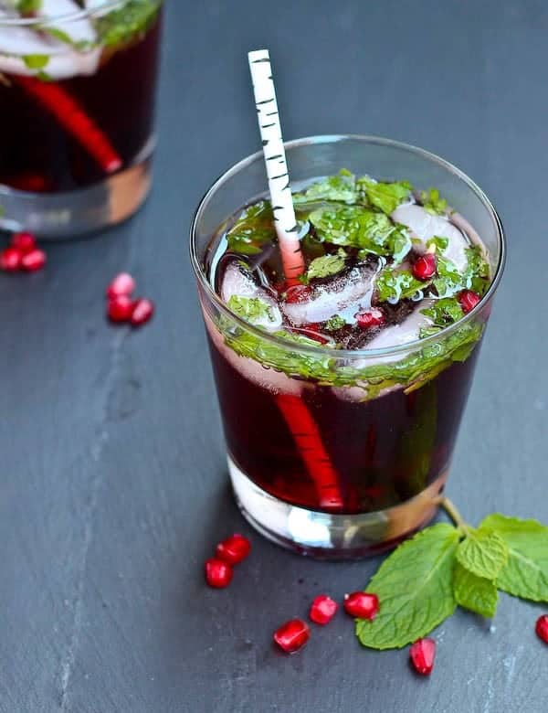 This pomegranate mojito is festive enough for the holidays but delicious enough to drink all year long! Get the fun cocktail recipe on RachelCooks.com!