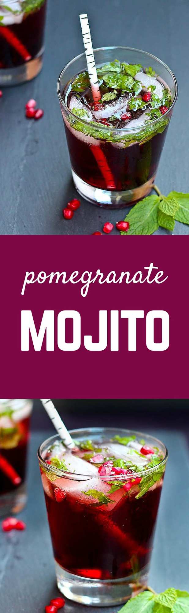 This pomegranate mojito is festive enough for the holidays but delicious enough to drink all year long! Get the fun cocktail recipe on RachelCooks.com!