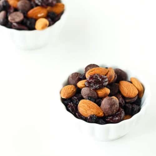 Need a snack that takes 5 minutes to make and will keep you full for hours? This superfood healthy trail mix recipe is what you need. Bonus: It includes chocolate chips. Get the easy recipe on RachelCooks.com!