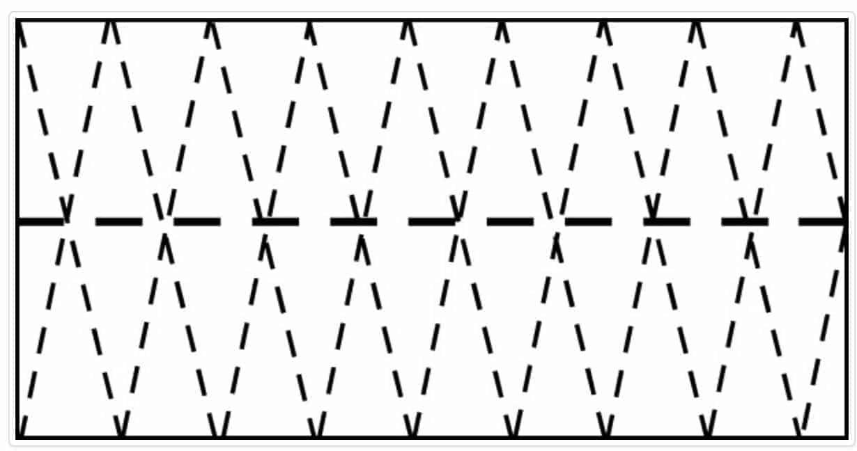 Simple graphic showing how to cut rectangle into several triangles.