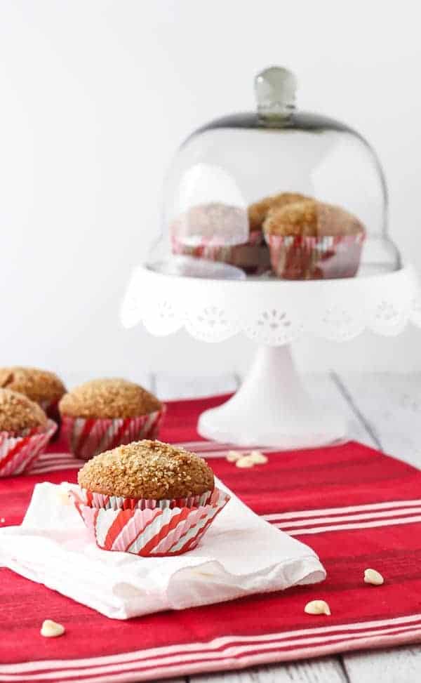 Gingerbread Muffins with White Chocolate Chips are perfect for Christmas morning or any other morning. The crunchy sugar topping makes them completely irresistible. Get the recipe on RachelCooks.com!