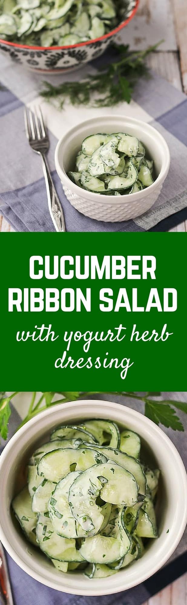 Cucumber Salad with Fat-Free Yogurt Herb Dressing - Get the easy salad recipe on RachelCooks.com