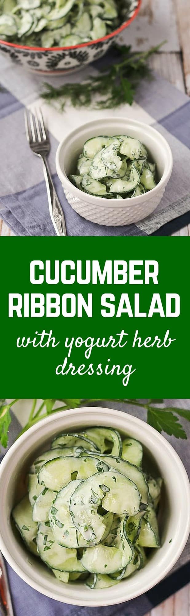 cucumber ribbon salad with yogurt herb dressing